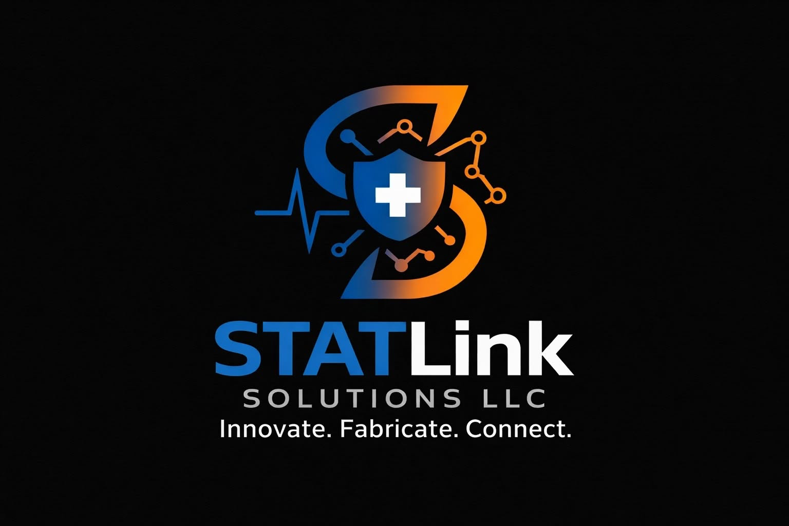 STATLink Solutions brand graphic: the mark, wordmark, and tagline Innovate. Fabricate. Connect.